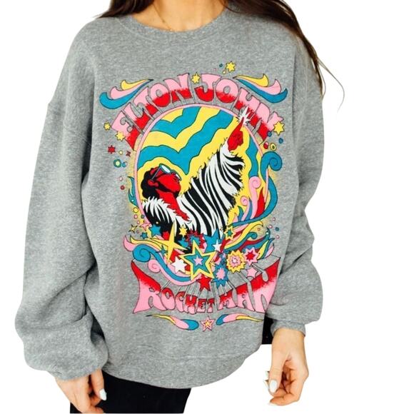 DAYDREAMER Elton John Rocket Man BF Crew Neck Sweatshirt, New with Tag $136 - Picture 3 of 14